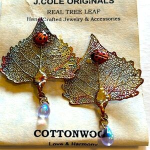 Tree Leaf Cottonwood Earrings made by J. Cole